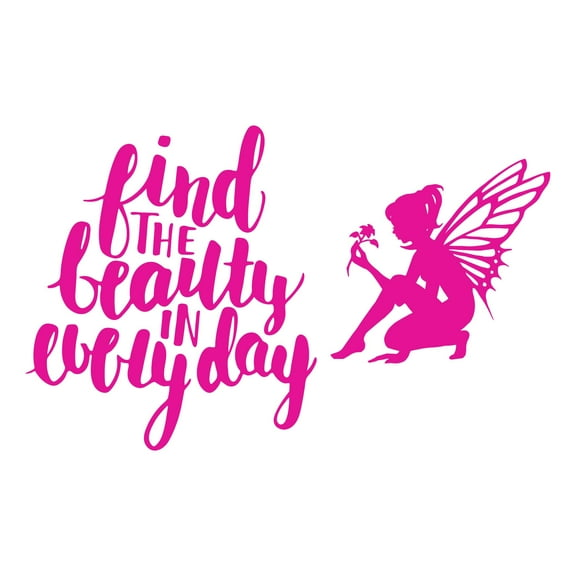 Holiday Gift Girls Find the beauty in Everyday Cute Quotes & Sayings Wall Decal Decoration Cute Fairy Cartoon Silhouette Wall Art Decal Lasts Years and Easily Removable - Size: 12 in x 8 in