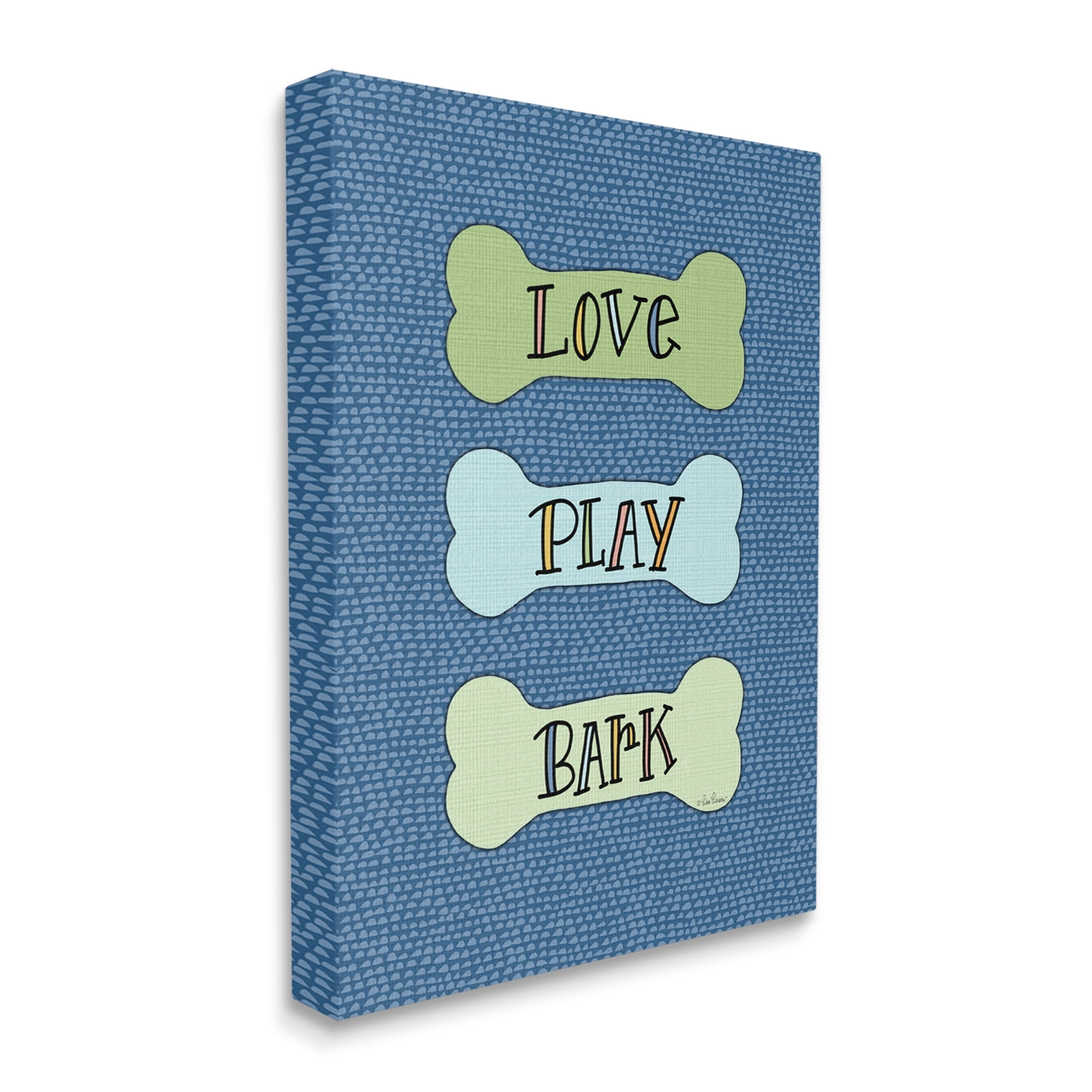 Stupell Industries Love Play Bark Blue Pattern Animals & Insects Painting Gallery Wrapped Canvas Print Wall Art, 30 x 40