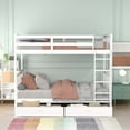 thumbnail image 2 of Aukfa Twin over Twin Bunk Bed with Two Storage Drawers, Wood Convertible Two Bed for Kids Teens - White, 2 of 8