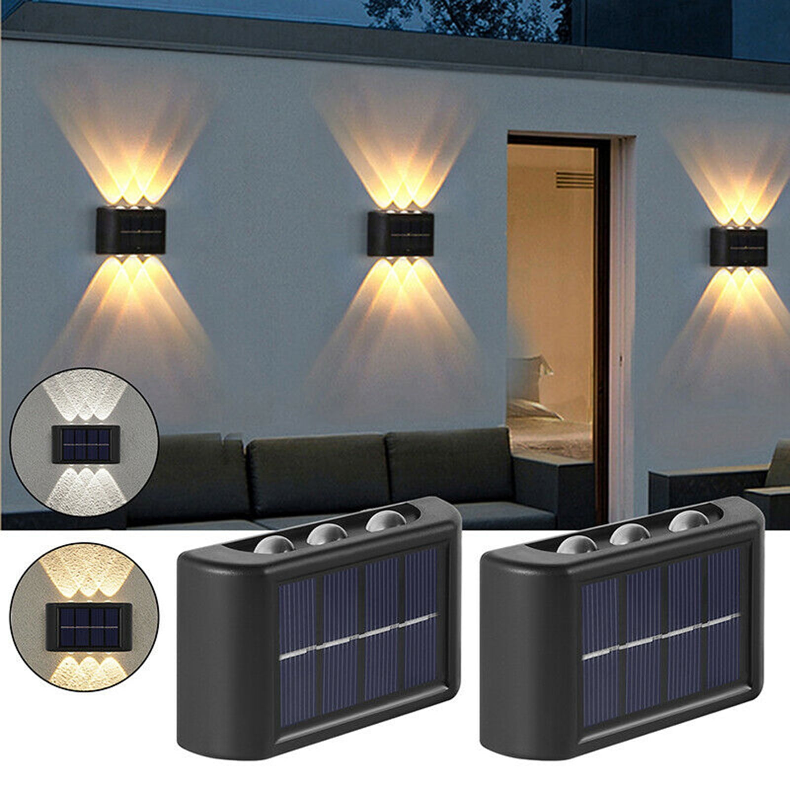 WCIC Solar Powered LED Garden Sconce Fence Lights Wall Door Outdoor ...