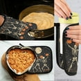 thumbnail image 5 of Yayeee Oven Mitts and Pot Holder Set of 2 Heat Resistant Kitchen Gloves Baking Hot Pad, Black Halloween Dancing Skeleton, 5 of 5