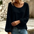thumbnail image 3 of Lmueinov Long Sleeve Shirts for Women Cotton Linen Crew Neck Loose Fit Pullover Tops Solid Lightweight Casual Trendy Summer Fall Vacation Outfits, 3 of 6