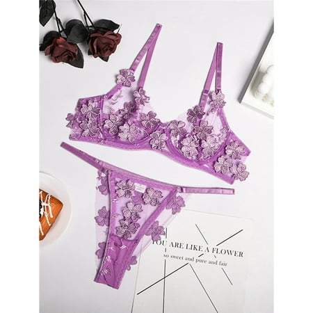 

Sexy Floral Embroidered Lace Lingerie Set