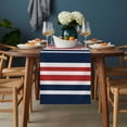 thumbnail image 2 of Navy Blue Red Striped Table Runner - 60 Inch Long, Kitchen Dining Table Runner Dresser Scarves, Modern Minimalist Ombre Lines Farmhouse Decor for Coffee Tables Wedding Party Banquet, 2 of 8