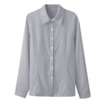 thumbnail image 3 of Women's Button Down Shirts Long Sleeve Dress Shirts Classic Collared Work Office Solid Blouses Tops, 3 of 7