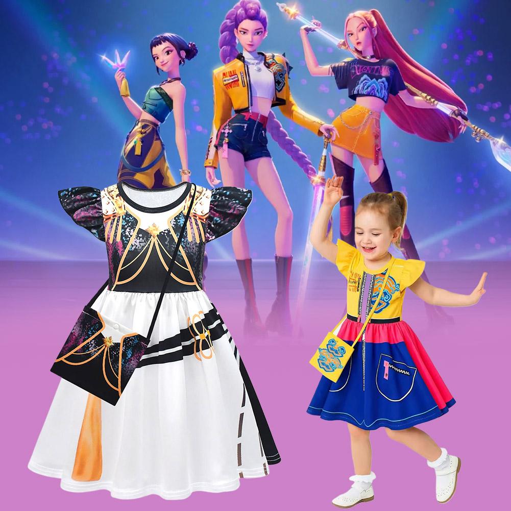 Disfraz Korean Pop Demon Para Niña – Conjunto De Chaqueta, Chaleco Y Short Morado, Ideal Para Cosplay De Anime Y Fiestas Temáticas