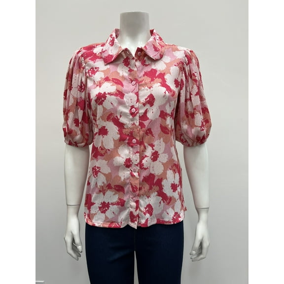 Batia floral puff sleeve button down Blouse