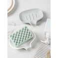 thumbnail image 4 of Juego de 2 (gris + blanco) jabonera de silicona para baño, jabonera de barra para ducha con bandeja de drenaje, jabonera de cascada para fregadero de cocina, 4 of 5