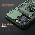 thumbnail image 4 of Case for iPhone 13 Pro Case with Slide Camera Cover & Kickstand, Heavy Duty Military Grade Protection Phone Case, Built-in 360° Rotate Ring Stand, Shockproof Rugged Case (Alpine Green), 4 of 13