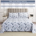 thumbnail image 3 of Viviland Queen Size Sheets Set - 4 Piece Soft Breathable Microfiber Bed Sheet Set - Blue & White Flower Pattern Sheet Set Queen - Deep Pocket Non-Slip Floral Fitted Sheet Included for All Season, 3 of 8