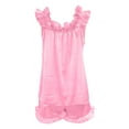 thumbnail image 5 of SwiftWear Women's Ruffle Trim Sleeveless Pajama Set Cute Tank Top Shorts Summer Lounge Wear Comfy Sleepwear Set​, Pink, 5 of 9