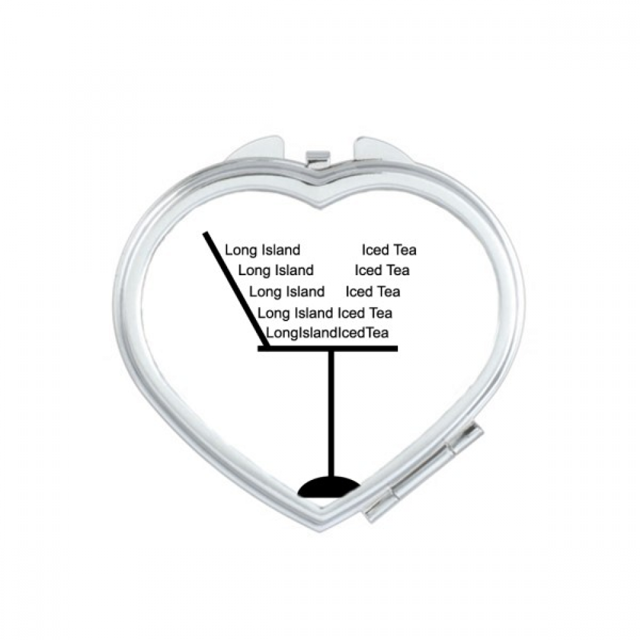 Outline Of Long Island Ice Tea Heart Mirror Travel Magnification Portable Handheld Pocket Makeup