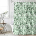 thumbnail image 2 of 72x78 Inch Shower Curtain Green Line Bathroom Decor, Waterproof Fabric Bathtub Bath Curtains Decorative Vintage Abstract Geometric Stripes Watercolor Extra Long Shower Curtain Set with Hooks, 2 of 7