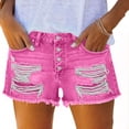 thumbnail image 4 of CHUMUD Jeans Shorts for Women Ripped Y2K Stretchy Trendy Denim Shorts Mid Rise Front Button Casual Shorts, 4 of 6