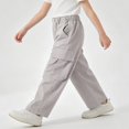 thumbnail image 2 of SGFCWSX Girls Cargo Pants, Wide Leg Loose Fit Streetwear Trousers with Pockets for School Activewear Gray Size 9, 2 of 9