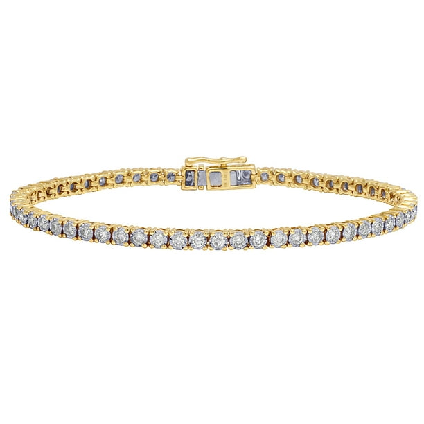 Jewelry Unlimited Mens 1 Row Tennis Real Diamond Bracelet 10K Yellow