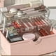 thumbnail image 3 of Caja De Maquillaje De Escritorio Caja De Almacenamiento Portátil De Mano De Alta Capacidad A Prueba De Polvo De Plástico Transparente L Rosa, 3 of 4