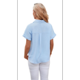 thumbnail image 4 of Womens Short Sleeve Button Down Shirt Casual Loose Fit Blouses Chest V Neck Collared Summer Tops, 4 of 10