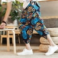 thumbnail image 4 of 2024 Summer Harajuku Calf Length Casual Men's Pants Wide Leg Cotton Linen Printing Harem Baggy Pants Fashion Men's Clothing, 4 of 6