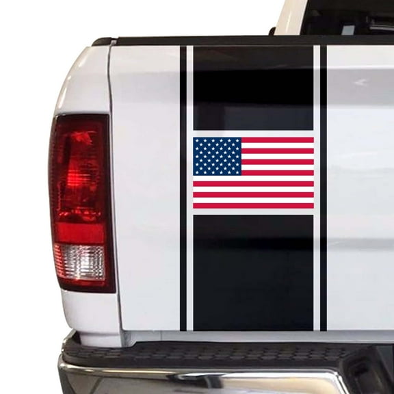 American USA Flag Racing Stripes Truck Tailgate Vinyl Decal Sticker Sport Lines Styling Straight Lines Compatible with Most Pickup Trucks - Back Graphic Sporting (11" x 25", Black)