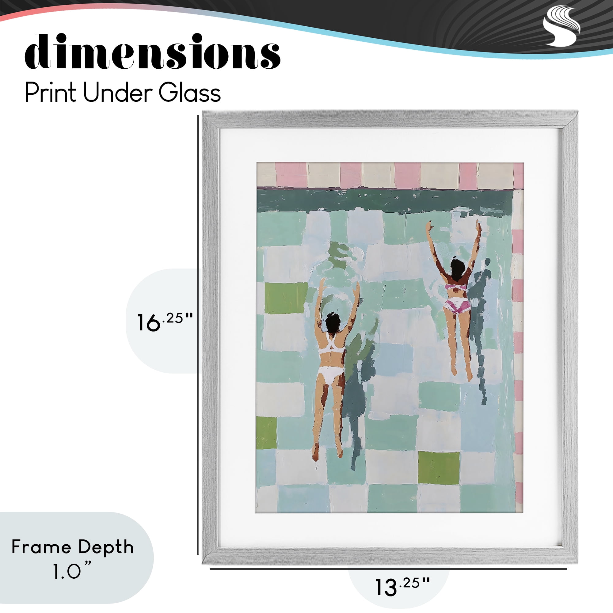 Stupell Industries Twin Swimmers in Pool Gray Framed Print Under Glass, design by The Prints Vibe