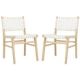 thumbnail image 3 of SAFAVIEH Taika Contemporary Leather Solid Dining Side Chair, White/Light Natural (Set of 2), 3 of 13