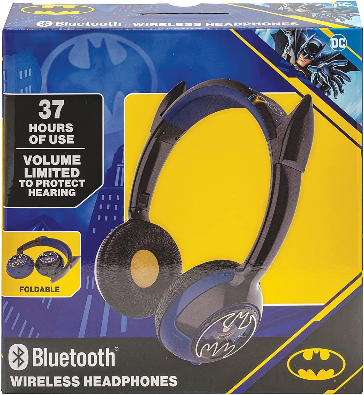 eKids Batman Bluetooth Headphones for Kids Adjustable Stereo Sound Wired Option Mic Aux Cord Walmart