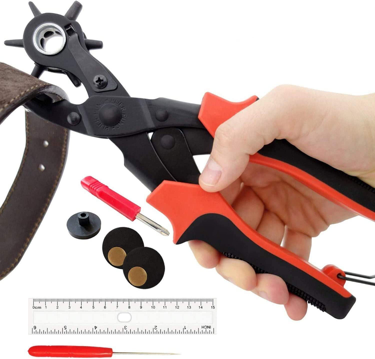 Leather Hole Punch Kit, Labor-Saving and Durable Multi Hole Sizes Maker  Tool, with 6 Round Hole Sizes Rotary Puncher, for Belt, H 