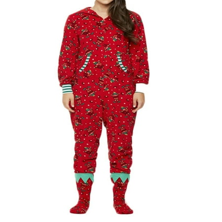 

Nokpsedcb Matching Family Set Christmas Long Sleeve Jumpsuit with Hood Pajamas