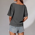 thumbnail image 4 of JIAYUE Women's T-Shirts Short Sleeve Off Shoulder Casual Solid Color For Everyday Wear Comfortable For Spring Summer Leisure Female Tops, 4 of 5
