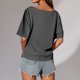 thumbnail image 3 of Camiseta de mujer con hombros descubiertos a la moda - Top informal liso para el día a día - Estilo cómodo para primavera/verano, 3 of 5