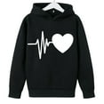 thumbnail image 5 of Kids Valentine Hoodies Long Sleeve Festival Print Pullover Tops Casual Loose Holiday Hooded Sweatshirts (7 Years, Black-J), 5 of 8