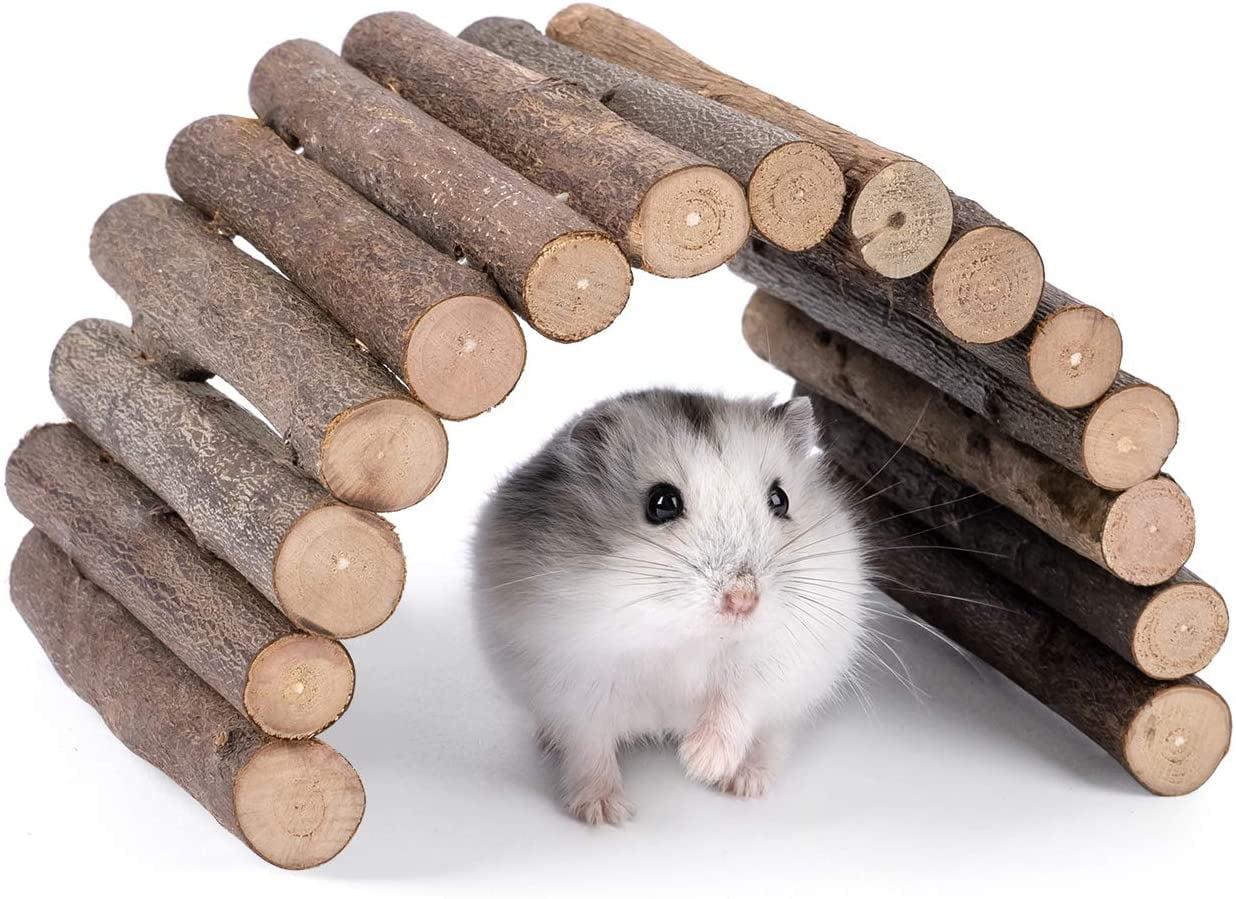 Flexible Wooden Toys Rat Mouse Hamster Parrot Hanging Ladder Bridge Shelf Cage 