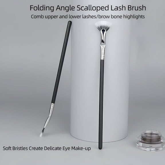 RAGUPEL Folding Angled Scalloped Lash Brush – Eyelash Perfection, Ergonomic Fan Brush for Long, Thick Lashes (2PCS)