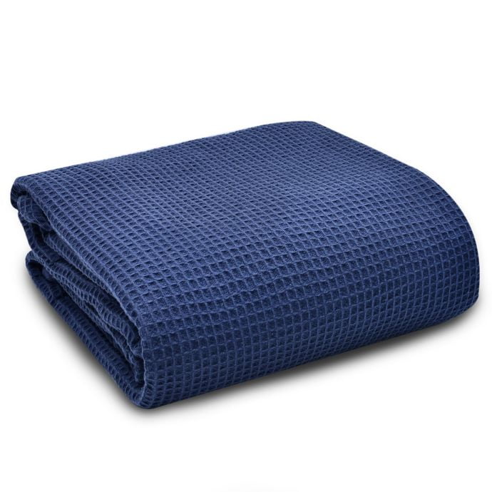 UGG Solana Washed Cotton King Throw Blanket in Navy