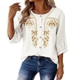 thumbnail image 2 of Short Sleeve Tops for Women Casual Round Neck Down 3/4 Lenght Summer Womens Tshirts White L, 2 of 9