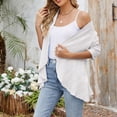 thumbnail image 6 of 3/4 Sleeve Cardigan for Women, Yigetop Women Soft Cardigan 3/4 Sleeves Open Front Lightweight Cardigan Draped Ruffles Knit Cardigan Lightweight Cardigans for Women White XL, 6 of 9