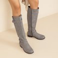 thumbnail image 6 of LOVE STEETLY Women's Knee High Chunky Heel Boots, Side Zipper Round Toe Faux Leather Casual Buckle Comfort Versatile Boot., 6 of 7