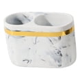 thumbnail image 2 of Toothbrush Stand Toothpaste Holder Makeup Brush Organizer Double Compartment Resin for Home or Hotel Bathroom Countertop, 2 of 9