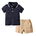 thumbnail image 2 of CYRBOKO Boys Outfit Sets, 2 Pieces Casual Short Sleeve Summer Polos and Shorts Navy Size 7-8 T, 2 of 9
