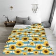 thumbnail image 5 of Salouo White Blue Striped Sunflower Print Bed Blankets,Flannel Blanket Comfortable Air Conditioning Blanket Lightweight Blanket for Sofa Bed Travel & Couch -40"x30", 5 of 8