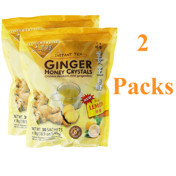 Prince of Peace Ginger Honey Lemon Crystals 30 Small Bags X 2 Pack