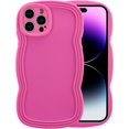 thumbnail image 2 of for iPhone 14 Pro Max Case 6.7 Inch Curly Wave Frame Phone Case Cute Design Color Aesthetic Phone Case Soft TPU Shockproof Protective Bumper Case Cover for Girls, Peachy, 2 of 7