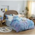 thumbnail image 2 of Plush Shaggy Duvet Cover Set , Faux Fur Fluffy 3Pcs Queen Size Bedding Set, Tie Dyed Velvet Colorful Comforter Cover (Blue, Queen), 2 of 3