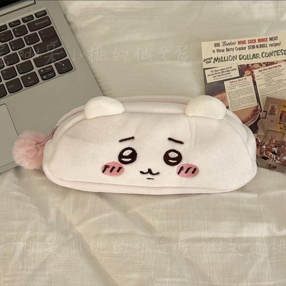 Chiikawa Cute Hachiware Embroidered Pencil Case Usagi Cartoon Large Capacity Stationery Box Pen Storage Organizer