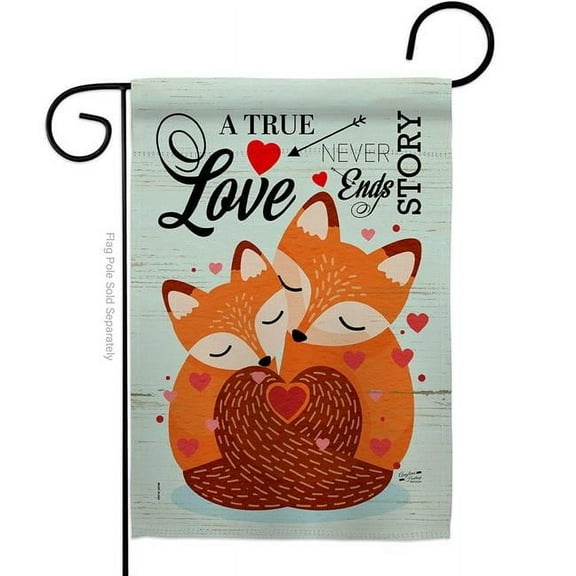 Angeleno Heritage G135390-BO 13 x 18.5 in. Foxes Love Garden Flag with Spring Valentines Double-Sided Decorative Vertical House Decoration Banner Yard Gift