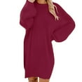 thumbnail image 2 of ShomPort Women's Casual Long Sleeve Tunic Sweater Dress Crew Neck Long Sleeve Knit Pullover Jumper Tops, 2 of 6