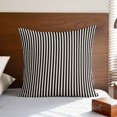 thumbnail image 4 of Pillow Covers 18x18 Inch, Black Striped Linen Pillowcase with Invisible Zipper, Modern Simple Farmhouse Beige Vintage Decorative Throw Pillow Covers Cushion Case for Couch Sofa Bed Living Room, 4 of 9