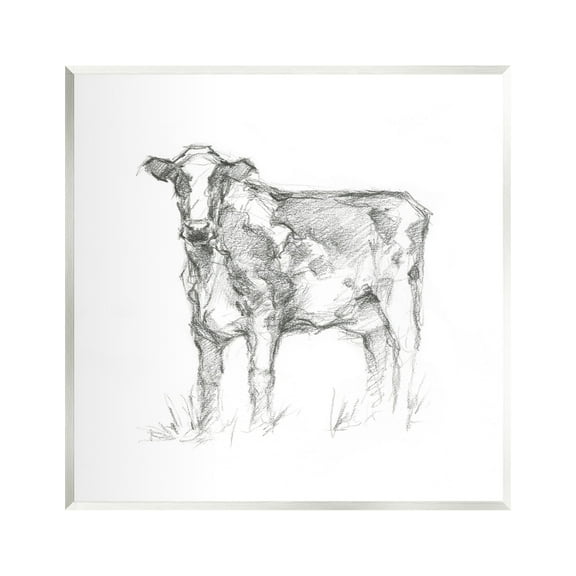 Stupell Industries Simple Cow Drawing Animals & Insects Drawing Unframed Art Print Wall Art, 12 x 12