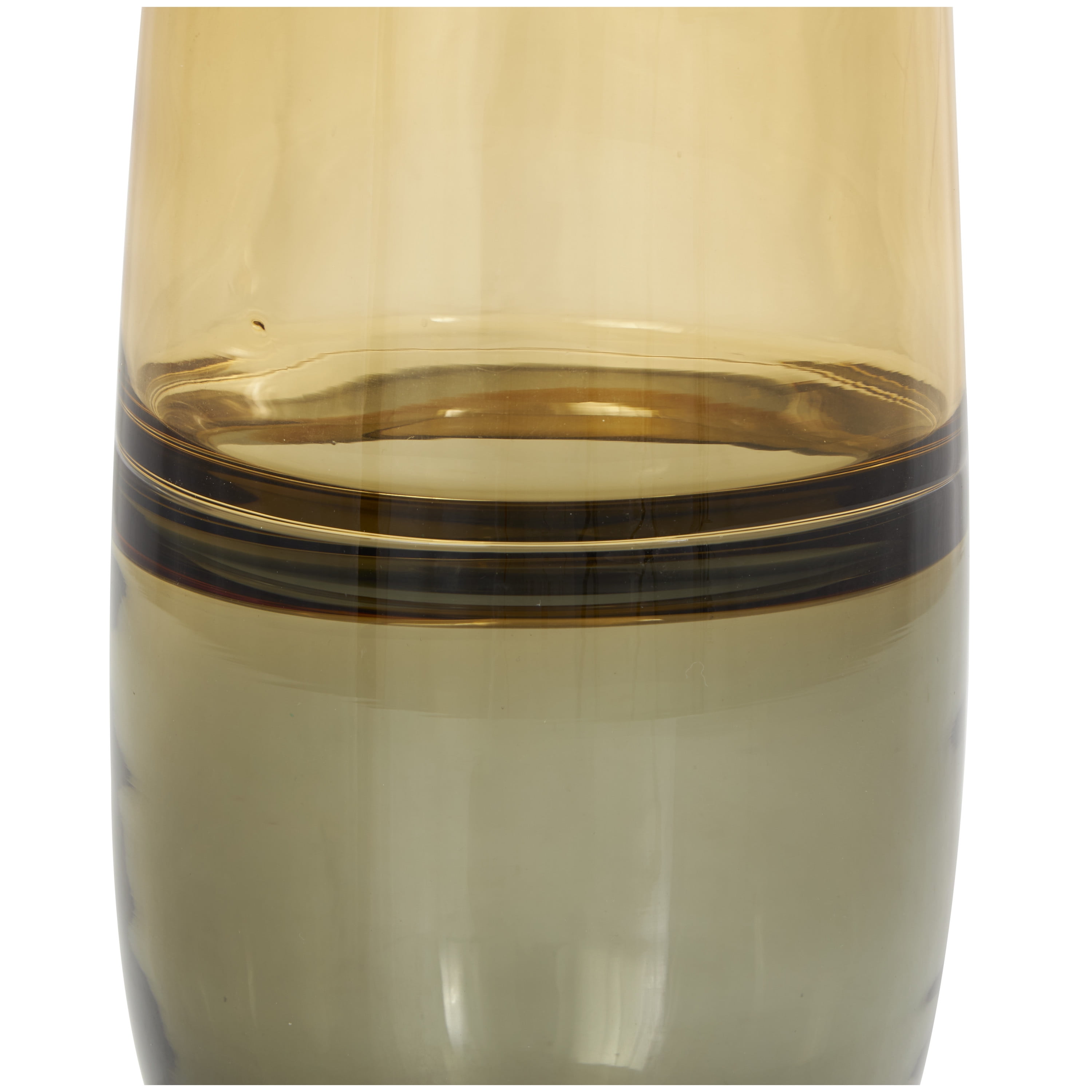 DecMode 14" Handmade Ombre Orange Glass Vase with Gray Base